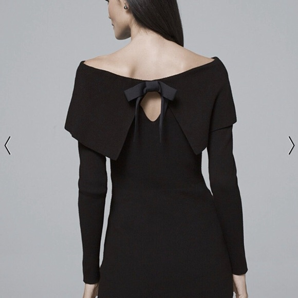 White House Black Market Sweaters - White House Black Market Off the Shoulder Black Sweater with Back Bow, Size Sm